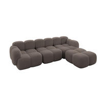 ECKSOFA modulares Sofa Rechts Miko-L2 302x205x75 Braun Bouclé - Dunkelbraun/Schwarz, Holzwerkstoff/Kunststoff (302/205cm) - ALTDECOR