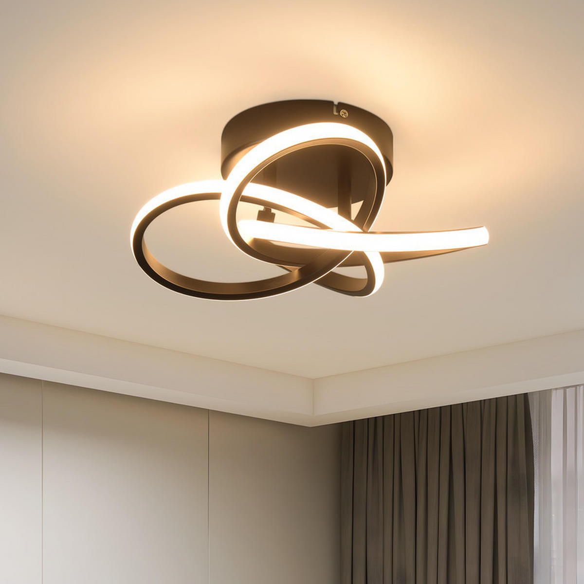 DECKENLEUCHTE Emmendingen II 32/32cm - Schwarz, Metall (32/32/16cm) - Nettlife