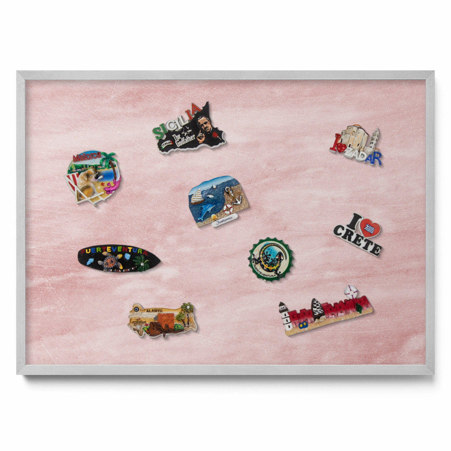 MAGNETTAFEL 70x50 cm Silberner Rahmen Pastell Felsstruktur - Hellrosa, Metall (70/50/0.4cm) - TULUP