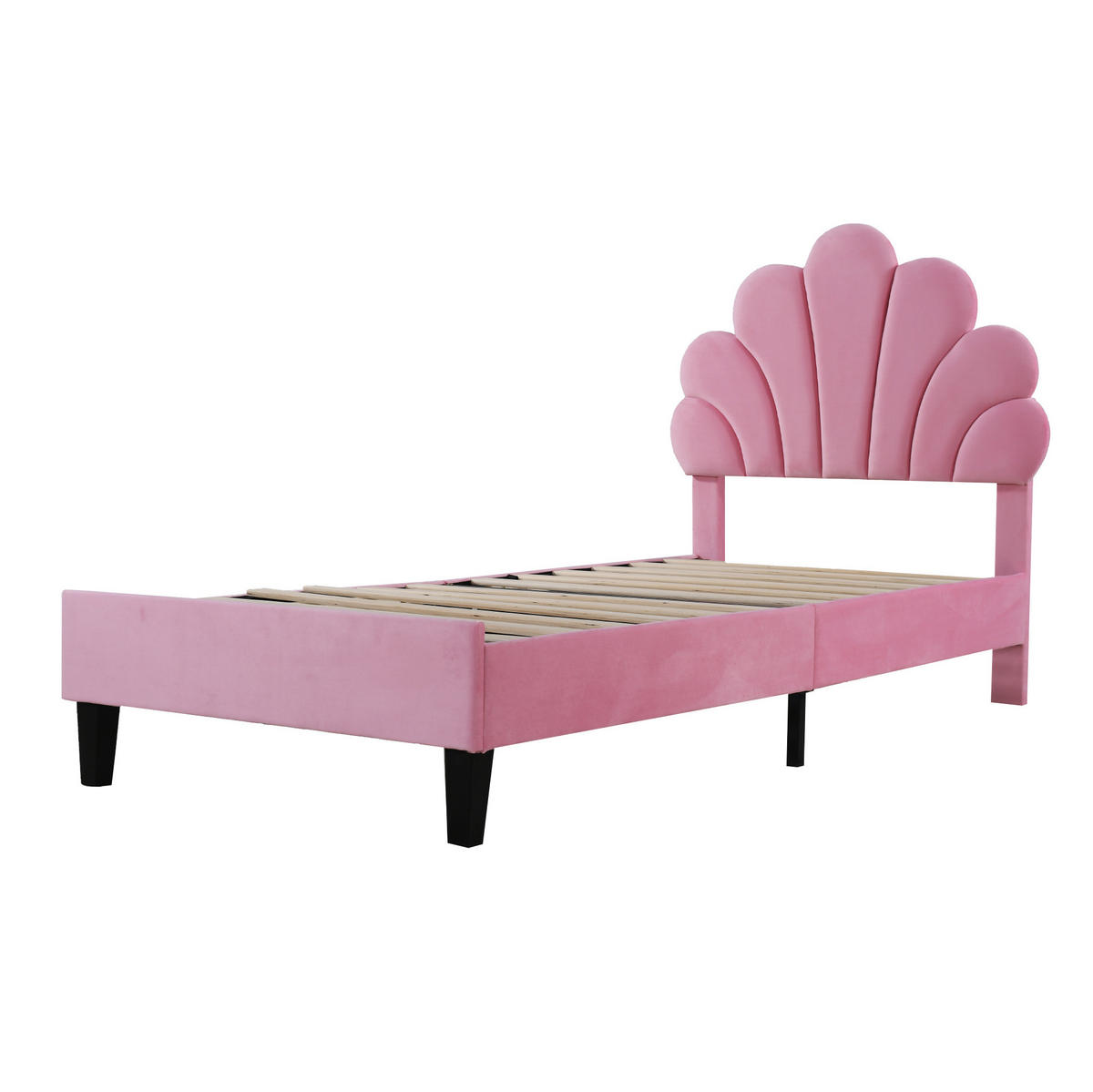 POLSTERBETT mit Blumenkopfteil 90x200 cm Samt Rosa - Pink, Holzwerkstoff (90/200cm) - Beauniv