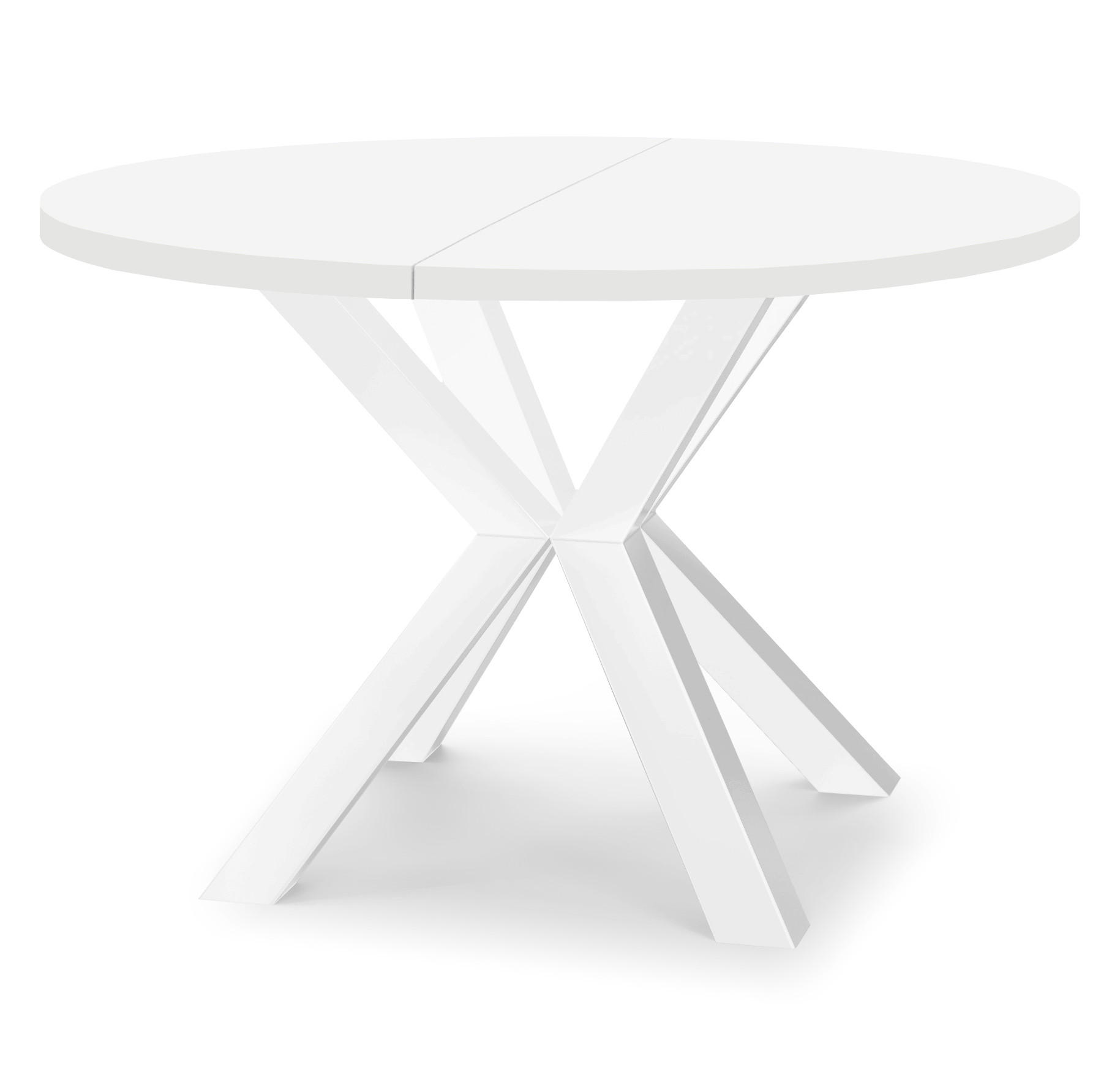 ESSTISCH RAL mit Holzbeinen, Durchmesser: 90 / 140 cm Weiß - Weiß, Holz (90/140/77cm) - Dekori_Interiors