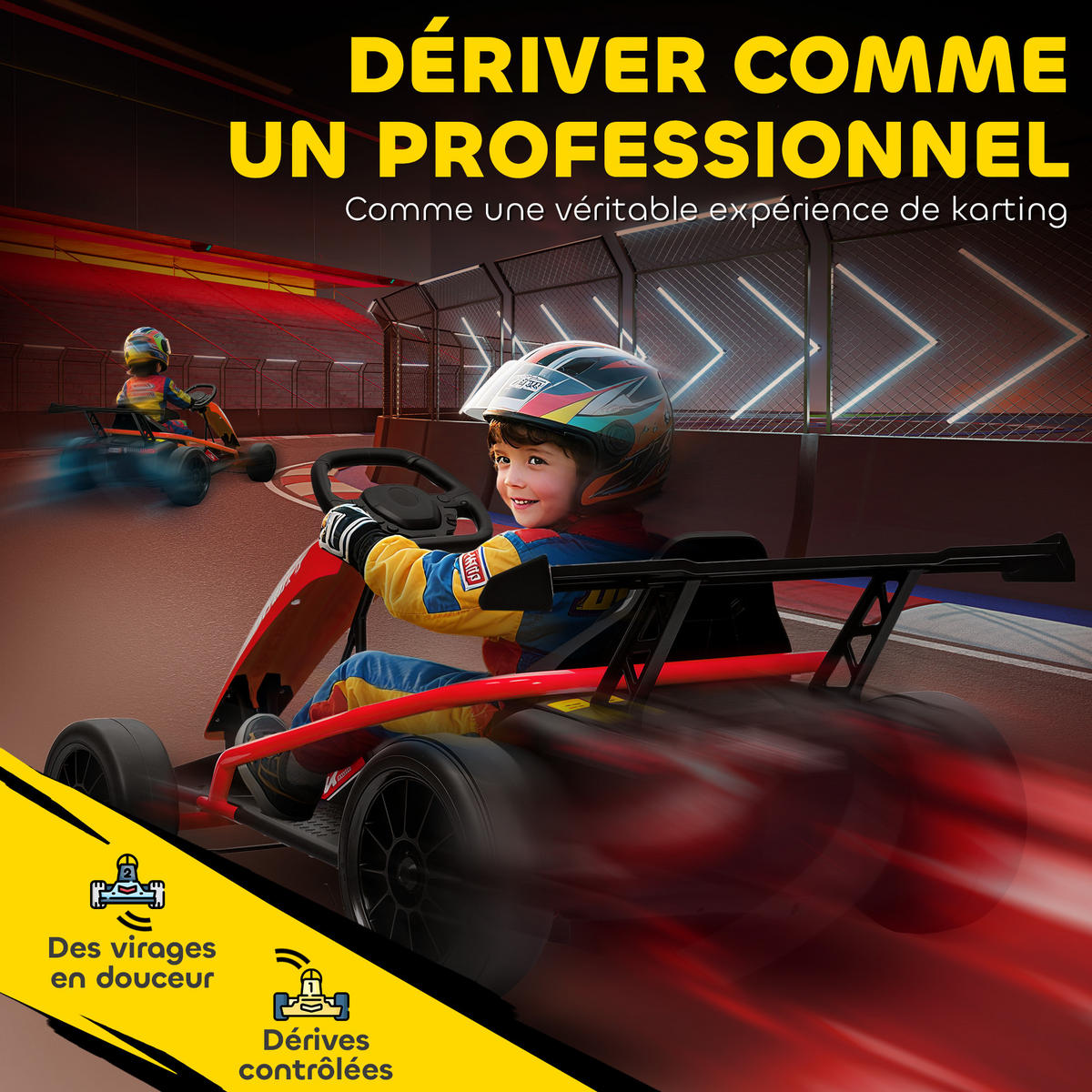 GO-KART DE-13130 Drift-Modus Rot - Rot, Kunststoff (119/77/54cm) - ComfortXL