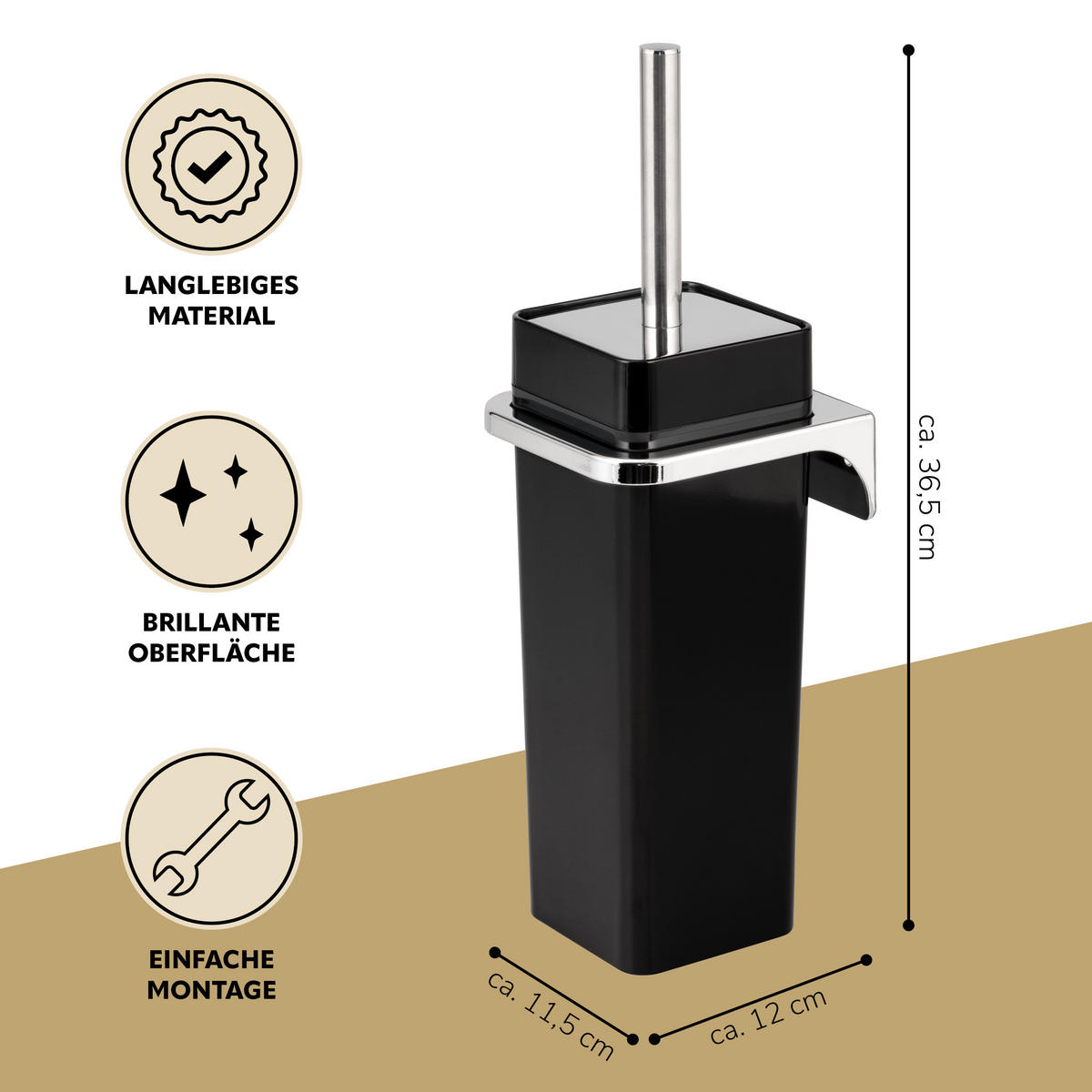 WC-GARNITUR SAVONA, schwarz, Kunststoff - Schwarz, Kunststoff (12/36.5/13cm) - bremermann