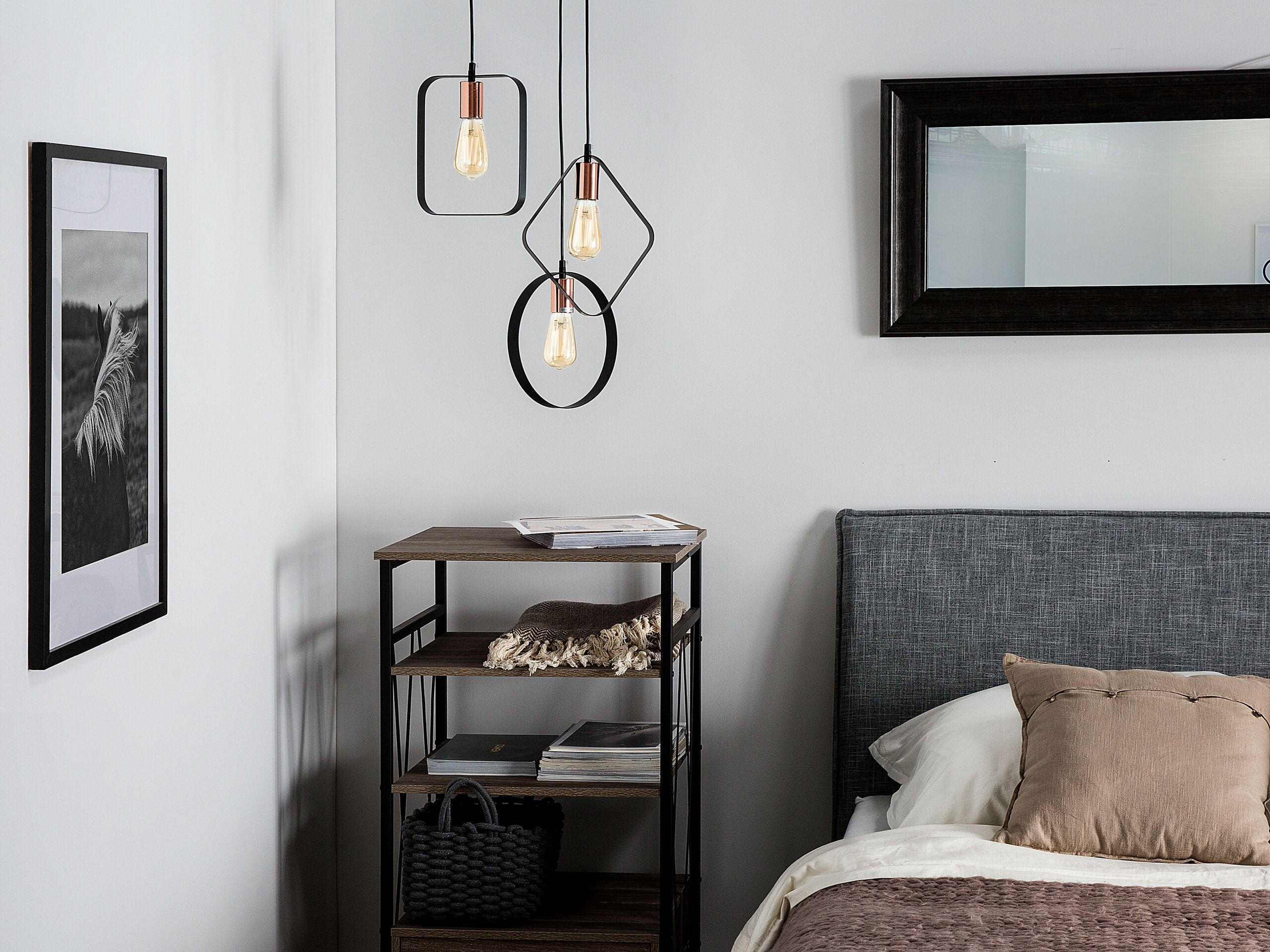 HÄNGELEUCHTE Vomano 3er-Set 20-20/23-23/25-25/108 cm - Schwarz, Metall (25/20/108cm) - Beliani