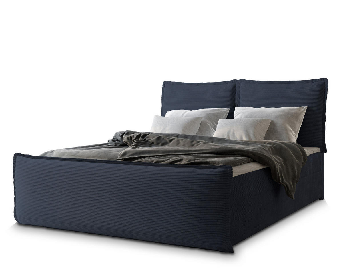 BOXBETT MONTA 140x200 cm mit Matratze und Topper - Blau - Blau, Holz (140/200cm) - MASSENO
