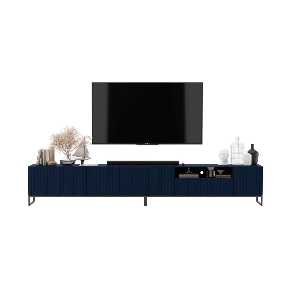 Thumbnail - Meble Lindner Tv-Lowboard, Blau, Holzwerkstoff, 10 Fächer, Rechteckig, 300x51.5x36.5 cm, Wohnzimmer, Wohnwände, Lowboard...