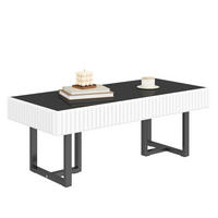 COUCHTISCH 110/50,5/41 cm in Schwarz-Weiß mit Hochglanzplatte und Metallgestell - Schwarz, Holzwerkstoff (110/50.5/41cm) - Flora Grace