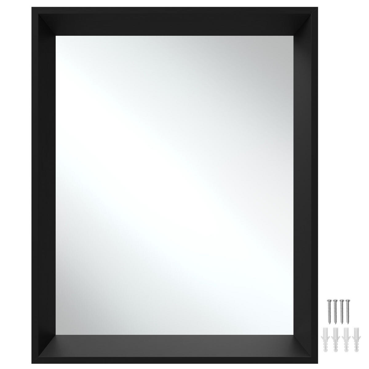 RECHTECKIGER WANDSPIEGEL Elina,integrierte Befestigungshaken,schwarz - Schwarz, Glas (40.6/50.8/3.8cm) - tectake