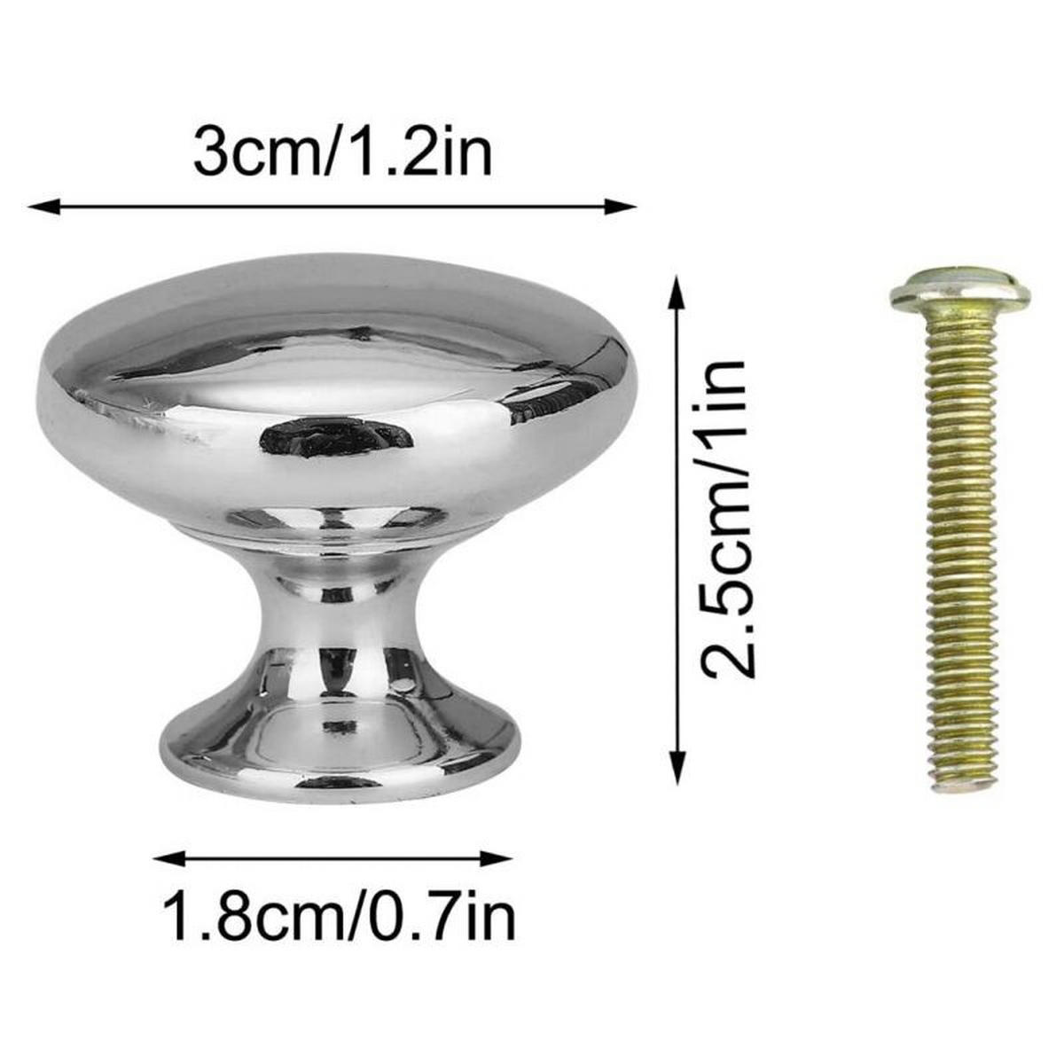 SCHRANKKNOPF 12er-Set 30 mm - Silberfarben, Metall (2.8/1.8/2.8cm)