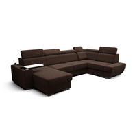 WOHNLANDSCHAFT KONGO RBN20, Eckcouch in U-Form mit Schlaffunktion, Farbe: Dunkelbraun, Velourstoff, Ottomane Links - Dunkelbraun, Textil (340/103/200cm) - O-Sofa