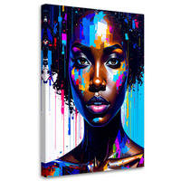 LEINWANDBILD Frauengesicht Aquarell 70x100cm - Multicolor, Textil (70/100cm) - Feeby