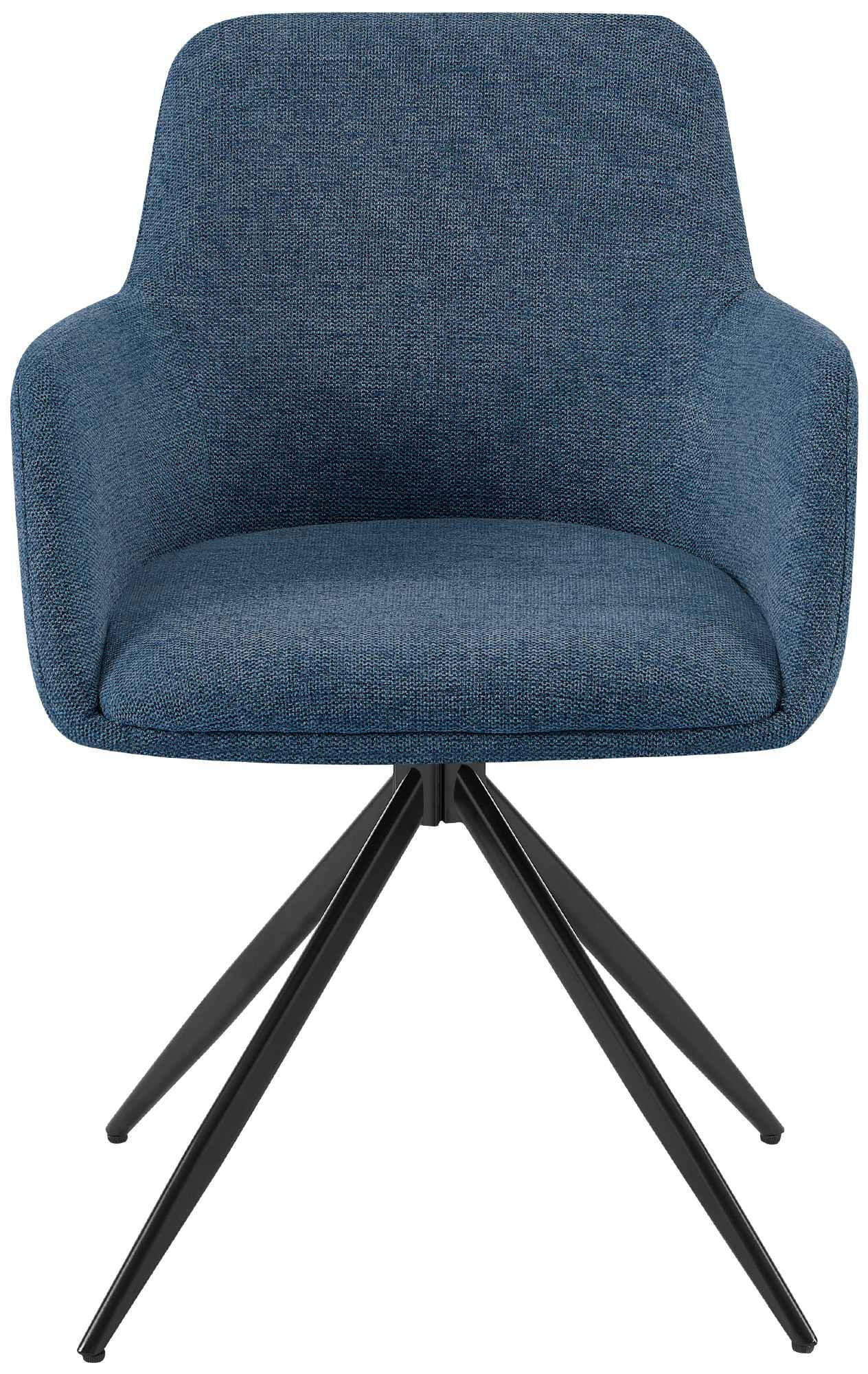 ESSZIMMERSTUHL 2er Set Pelon Stoff Blau Wohnzimmerstuhl - Blau, Textil (56/81/62cm) - DELUKE