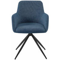 ESSZIMMERSTUHL 2er Set Pelon Stoff Blau Wohnzimmerstuhl - Blau, Textil (56/81/62cm) - DELUKE