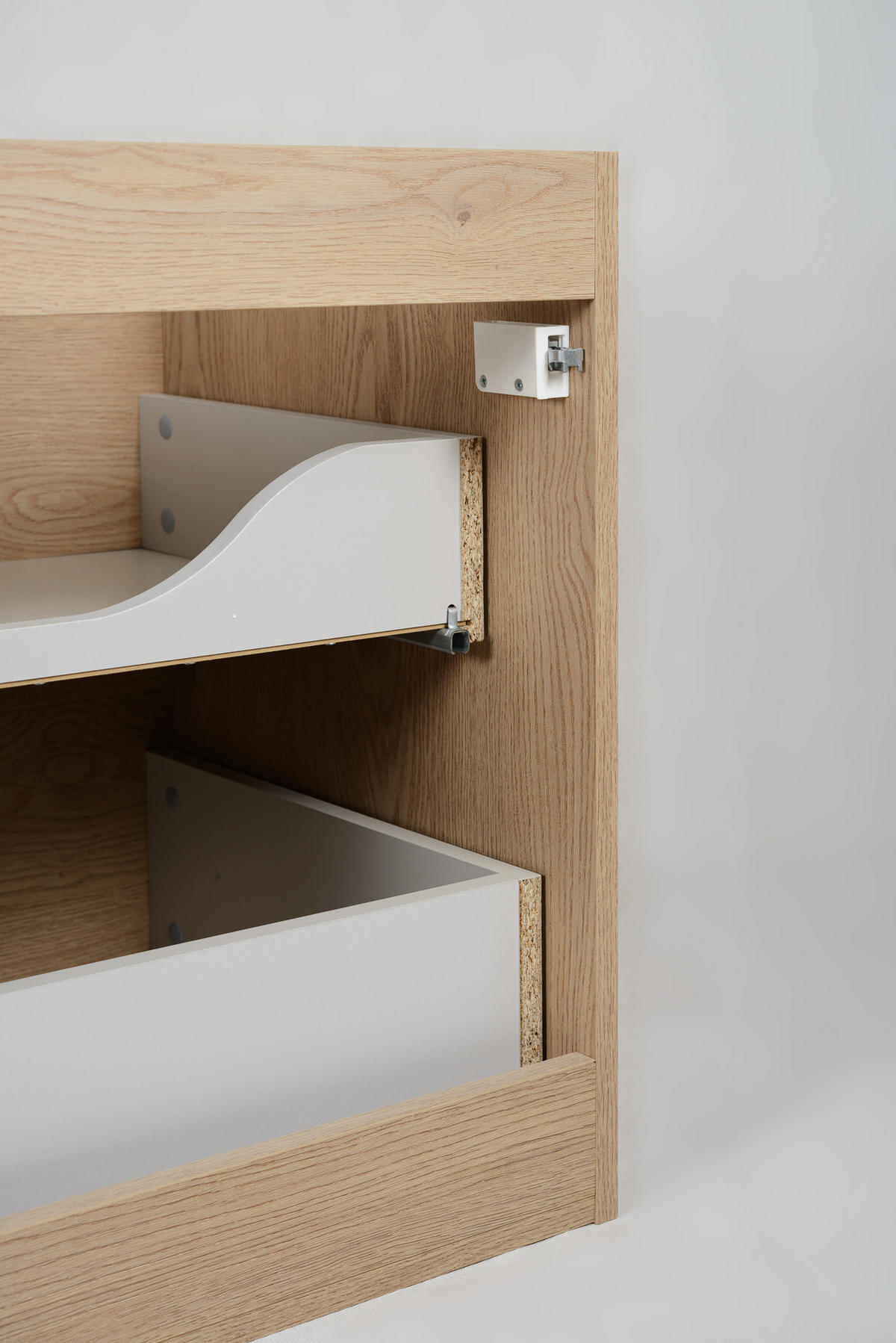 BADEZIMMERSCHRANK 140 cm (2 X 60 + 20) + TOP, Farbe: helle Eiche, 140 x 57 x 46 cm, mit Arbeitsplatte - Beige, Holzwerkstoff (140/57/46cm) - 3XE LIVING