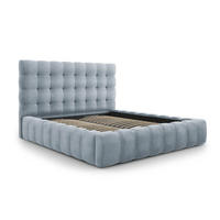 BETT mit Bettkasten und Kopfteil Mamaia aus Samt hellblau 180x200cm - Hellblau, Textil (180/200cm) - Micadoni