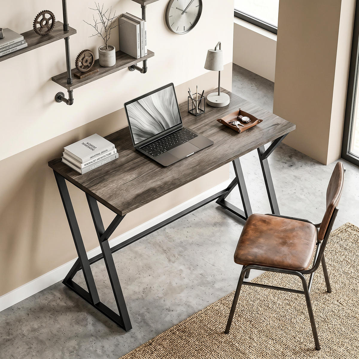 SCHREIBTISCH Grau 60.0/120.0/76.5 cm - Grau, Holzwerkstoff (60/120/76.5cm)