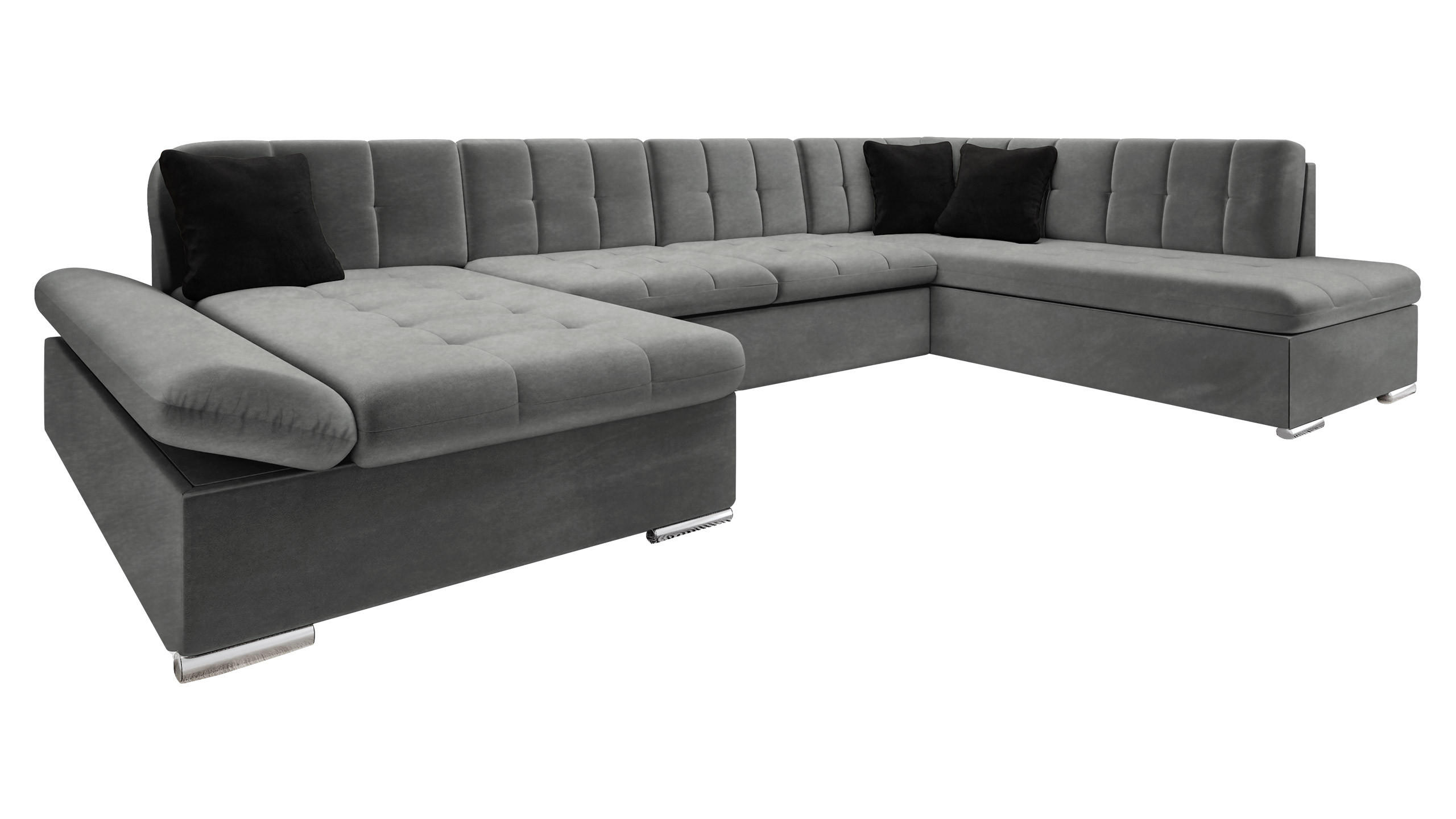 ECKSOFA Bergen, Seite: Links - Silberfarben/Graphitfarben, Holz/Textil (345/76/205cm) - MIRJAN24