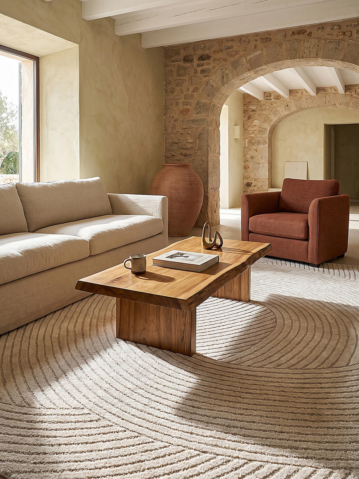 KURZFLORTEPPICH Geometrisch CETINA Polypropylen Creme 140 x 200 cm - Beige, Textil (140/200cm) - KADIMA DESIGN