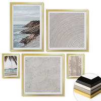 WANDBILDER 5er Set - 50x50 cm & 20x30 cm & 40x60 cm Goldrahmen - Sommerlicher Sandstrand mit Meerblick - Goldfarben, Kunststoff (40/60cm) - ArtPrintCave
