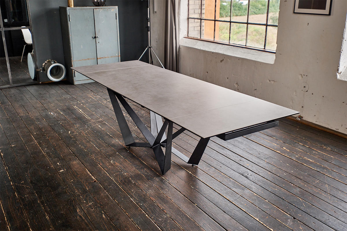 ESSTISCH ISTAR Grau Glas - Schwarz/Grau, Glas/Metall (180/90/76cm) - KAWOLA