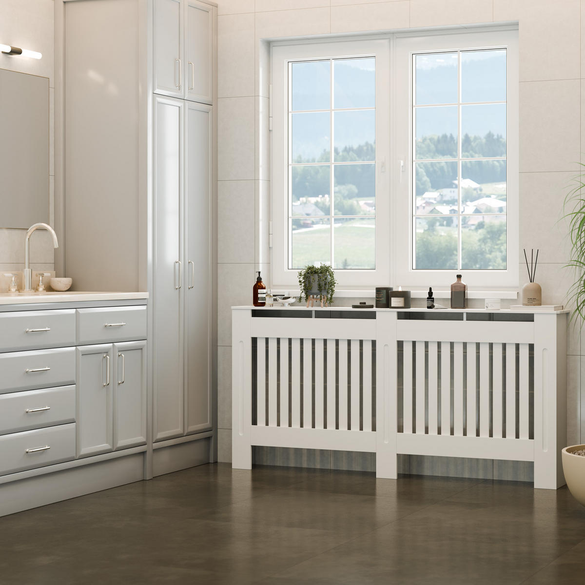 HEIZKÖRPERABDECKUNG Vila,optimale Luftzirkulation,weiß - Weiß, Holz (19/172/82cm) - tectake