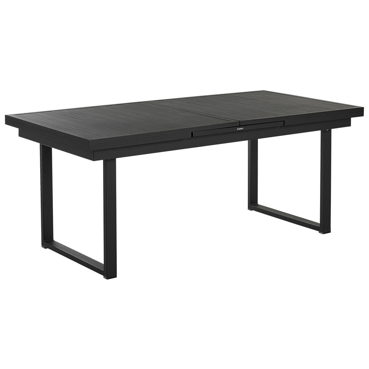 GARTENMÖBEL SET 8-Sitzer Aluminium schwarz Auflagen grau Valcanetto/Taviano - Hellbraun/Schwarz, Metall - Beliani