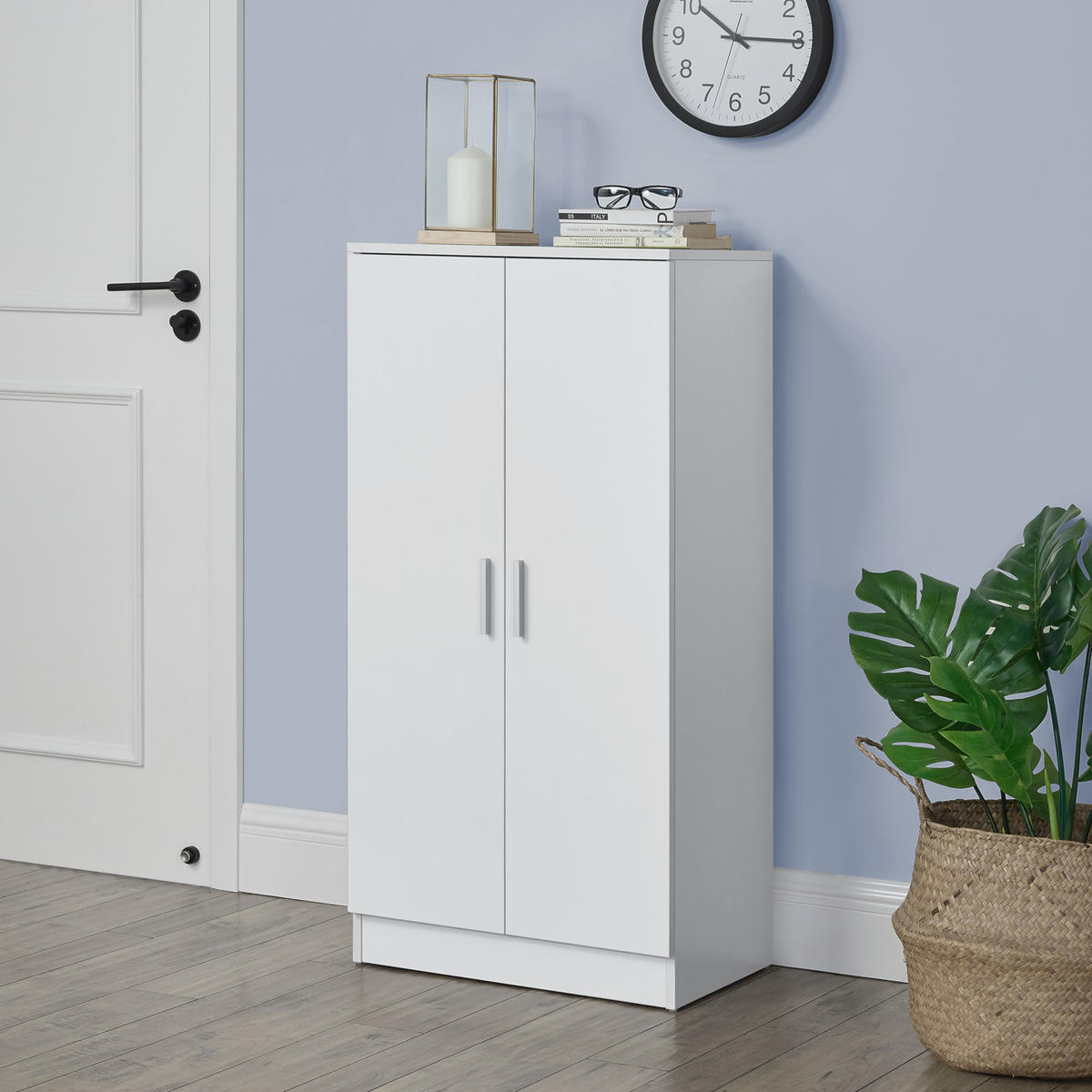 SCHUHSCHRANK Notribontaa - Weiß, Holzwerkstoff (55/108/35cm) - [en.casa]