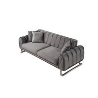 3 Sitzer SOFA Wave Samt Dunkelgrau - Dunkelgrau, Textil/Metall (225/78/95cm) - Villa Möbel