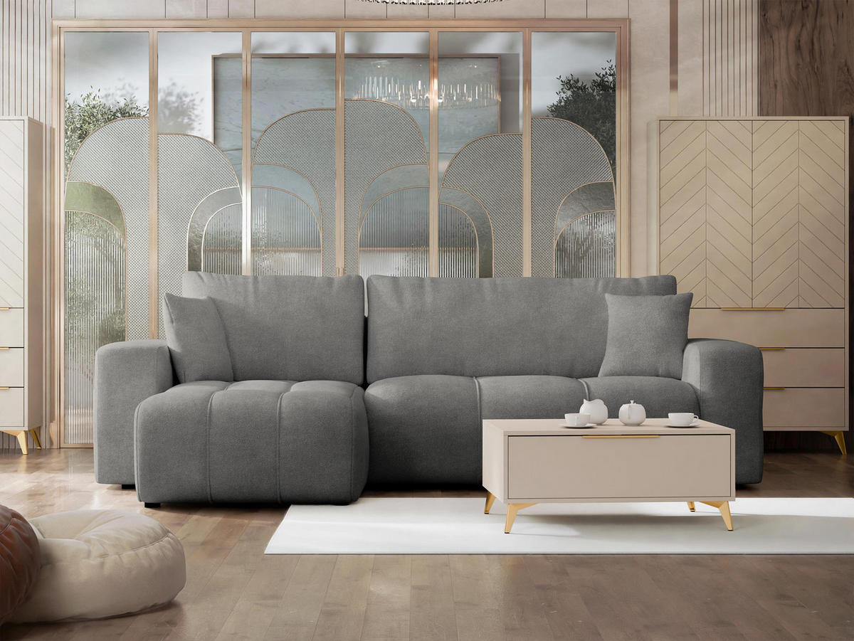 ECKSOFA Furyn - Greige/Schwarz, Holz/Kunststoff (244/145cm) - MIRJAN24