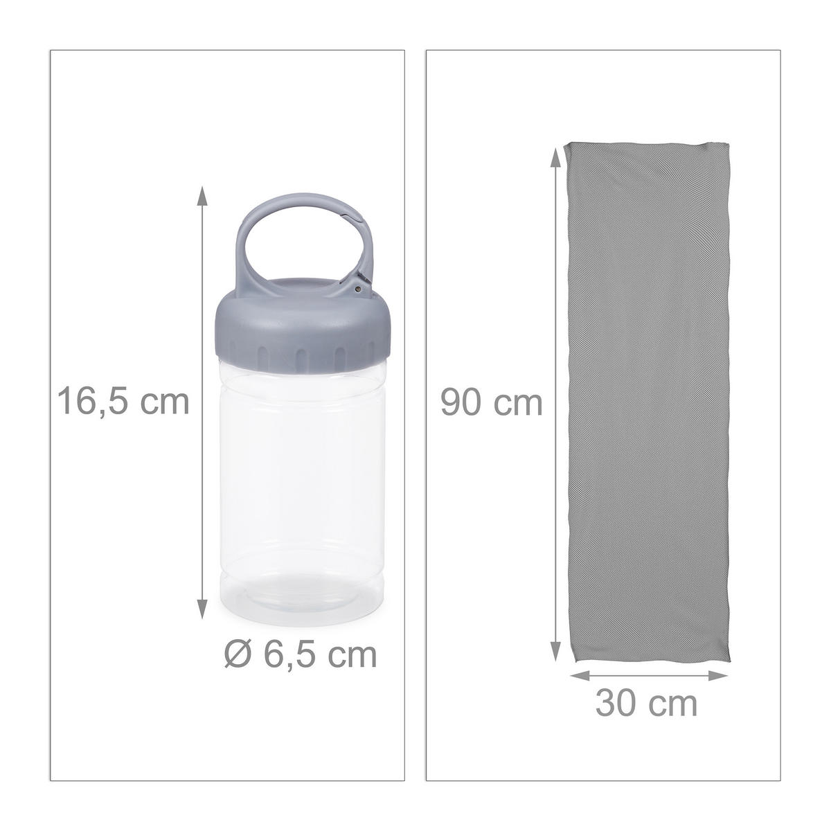 2XKÜHLHANDTUCH - Grau, Kunststoff/Textil (90/30cm) - Relaxdays