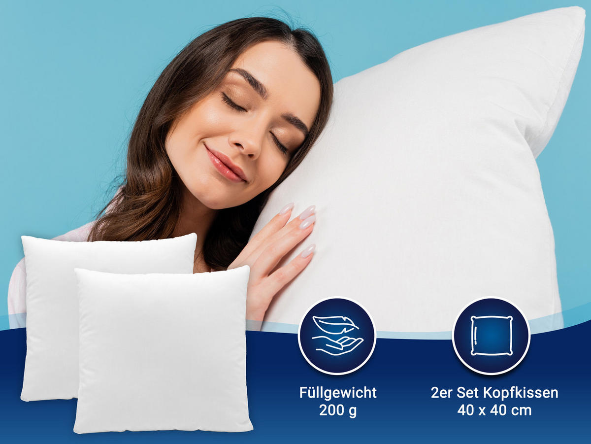 KISSEN, 2er-Set, 40x40 cm, 50% Polyester, 50% Baumwolle, Weiß - Weiß, Textil (40/40cm) - Zollner