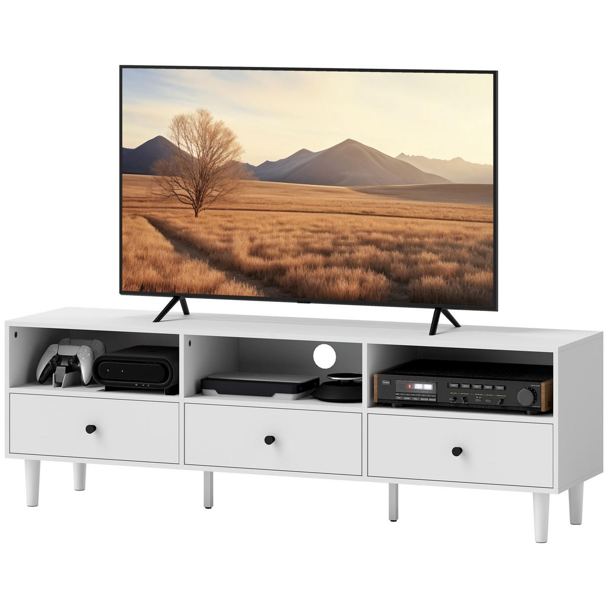 TV-MÖBEL Weiß 1 Stück - Weiß, Holzwerkstoff (140/45/34cm) - GiPP