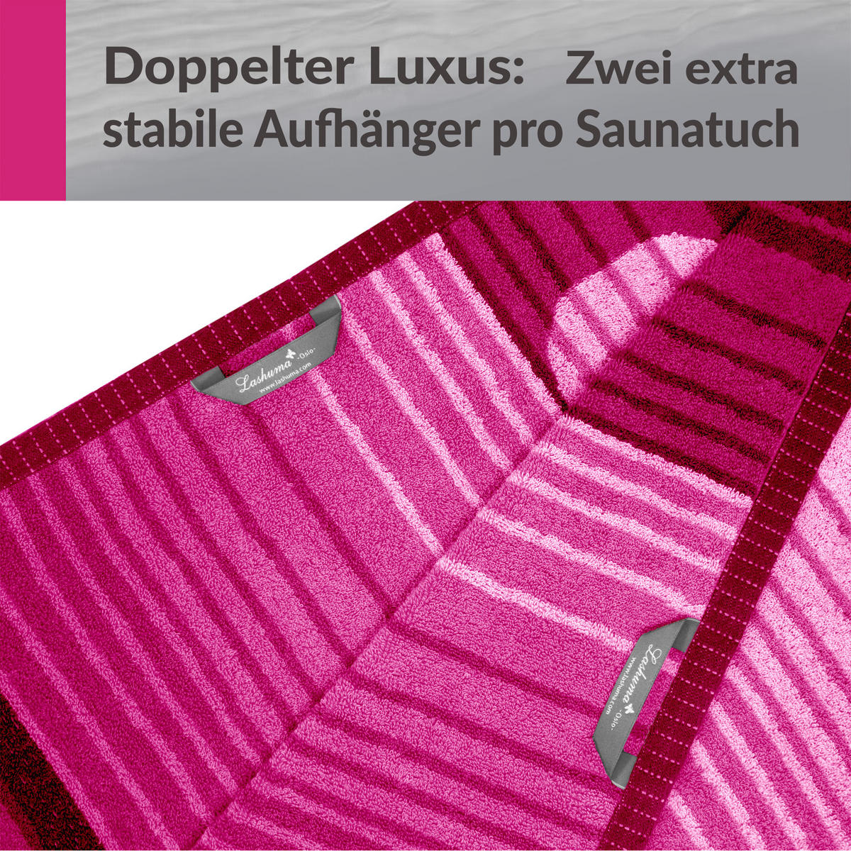 SAUNAHANDTUCH Oslo Rosa – Weinrot 85x200 cm - Weinrot/Rosa, Naturmaterialien (85/200cm) - Lashuma