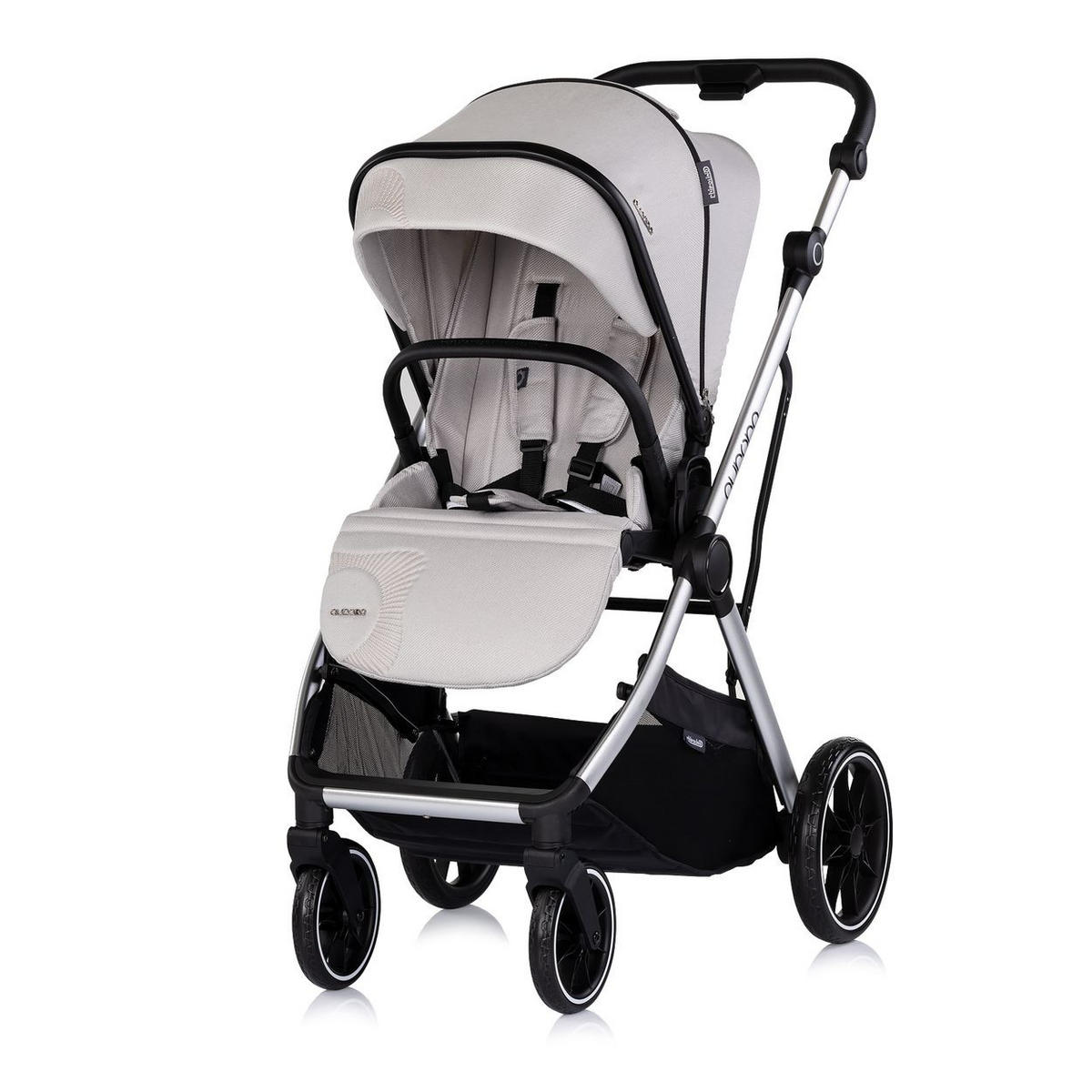 KOMBIKINDERWAGEN Aurora 3 in 1 hellgrau Babyschale Babywanne Sportsitz Tasche - Grau, Metall (84/57/112cm) - Chipolino