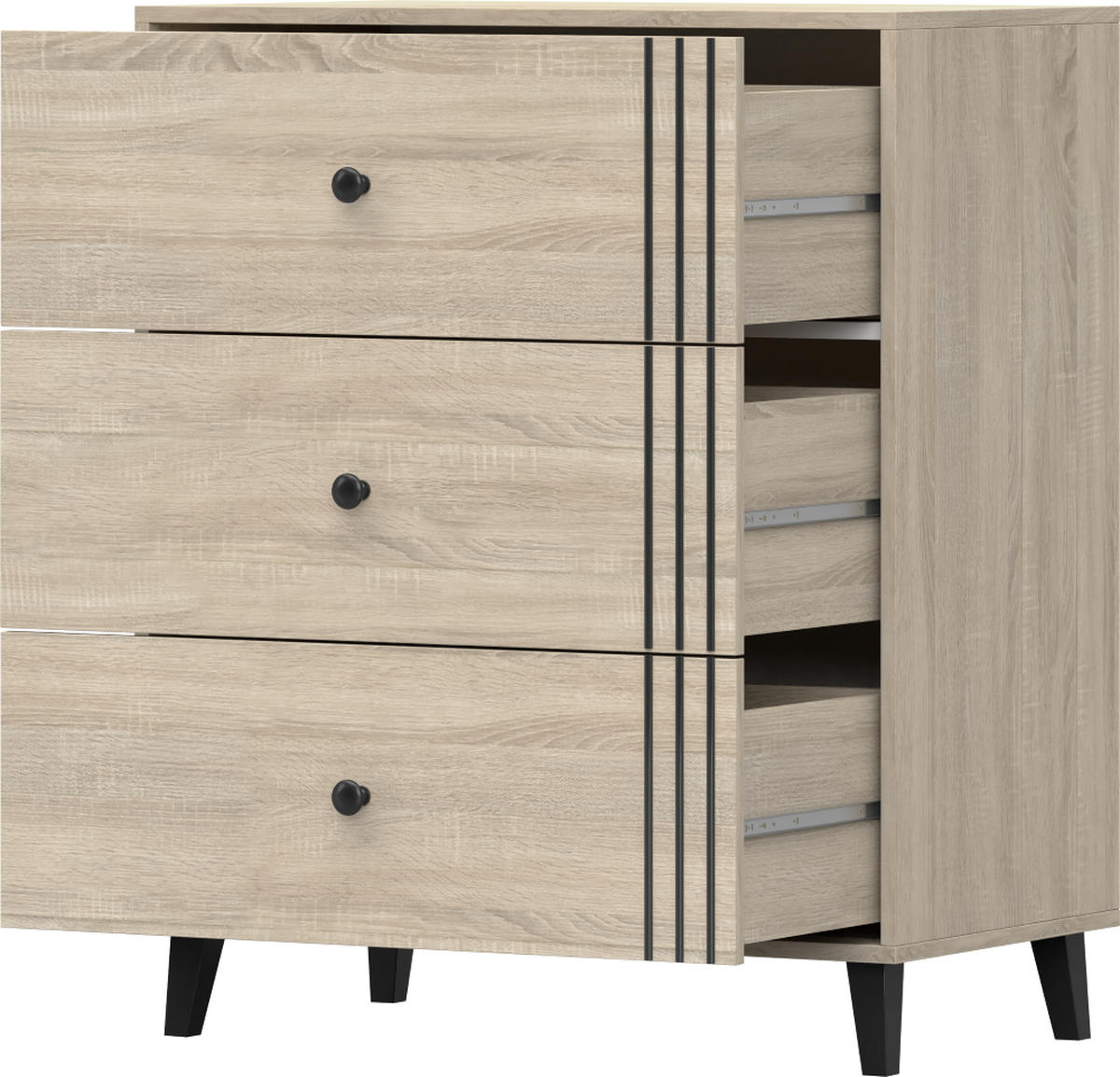 KOMMODE 80/96/45 cm Fox 3S02 Sonoma Eiche/Sonoma Eiche - Sonoma Eiche, Holzwerkstoff (80/96/45cm) - imoebel24