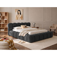 POLSTERBETT Mira Anthrazit 160/200 cm Boucle mit Bettkasten - Anthrazit, Textil/Metall (160/200cm) - wonello