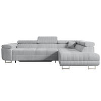 ECKSOFA mit Schlaffunktion und Bettkasten GUSA-L 272x202x107 cm Grau Cord - Silberfarben/Grau, Holzwerkstoff/Textil (272/202cm) - ALTDECOR