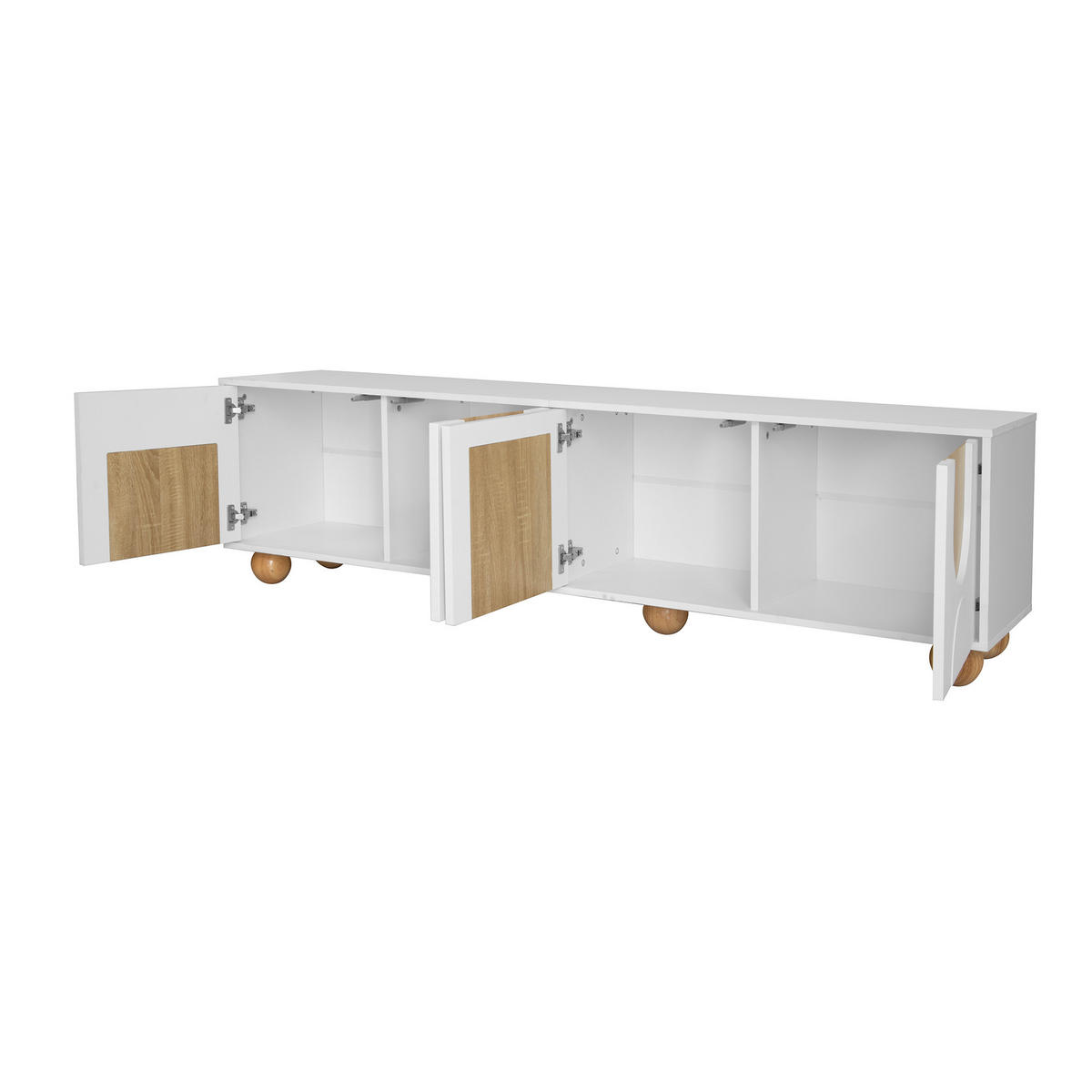 TV-ELEMENT 175/38/50 cm Weiß mit 4 Türen - Weiß, Holz (175/50/38cm) - Oxeza