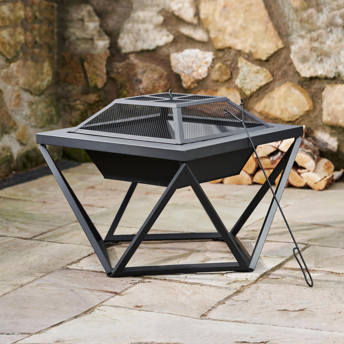 FEUERSTELLE Holz 60 cm - Grau, Metall (60/52/60cm) - Teamson Home