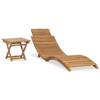 KLAPPBARE Sonnenliege mit Tisch Massivholz Teak - Braun, Holz (50/55/175cm) - furnicato