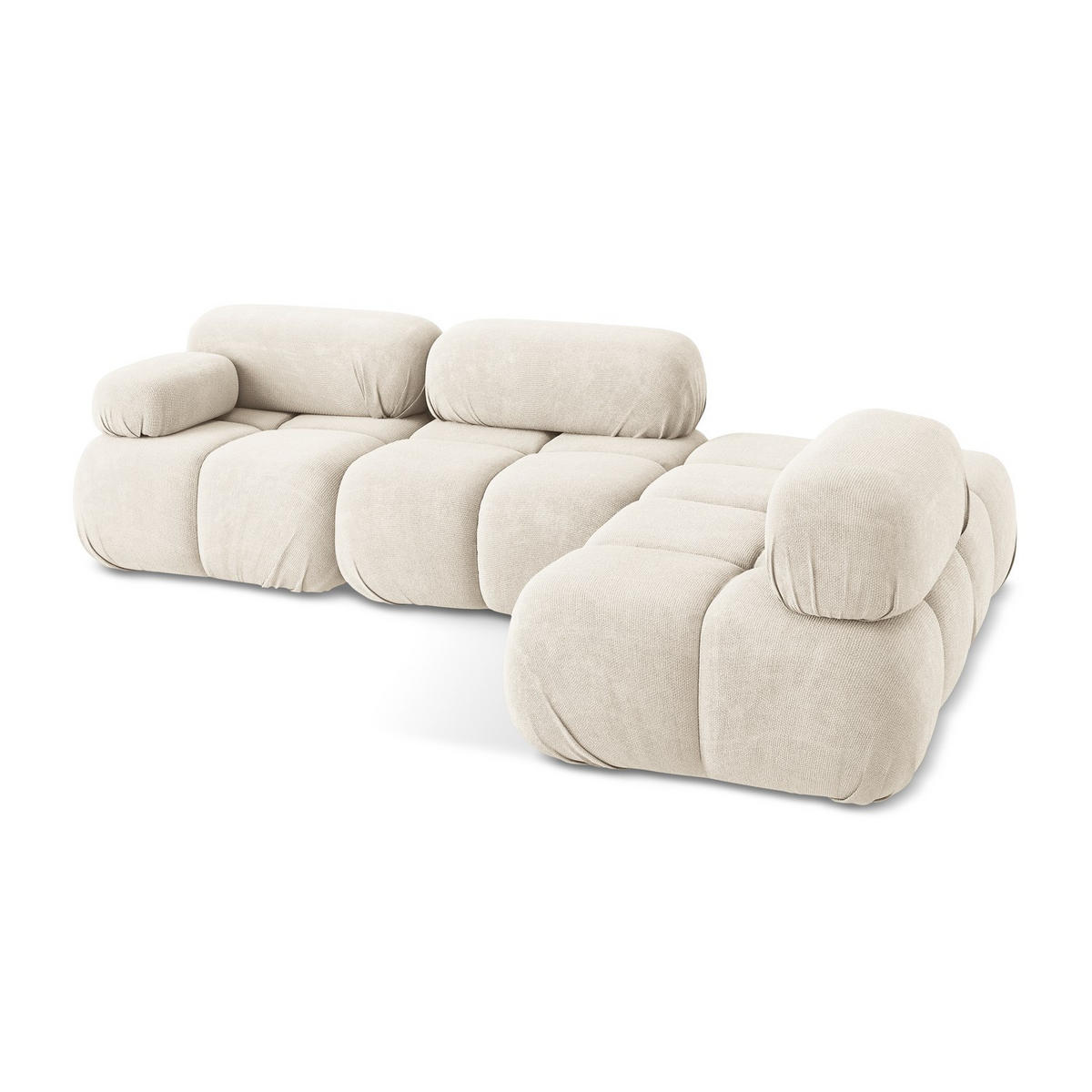 ECKSOFA Rechts Chenille Stoff Beige - Beige/Creme, Kunststoff/Textil (285/190cm) - LaMiaSofa