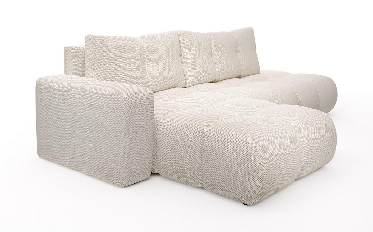 ECKSOFA DUCA L-S Beige Jersey mit Schlaffunktion - Beige, Holz (266.5/266.5cm) - MASSENO