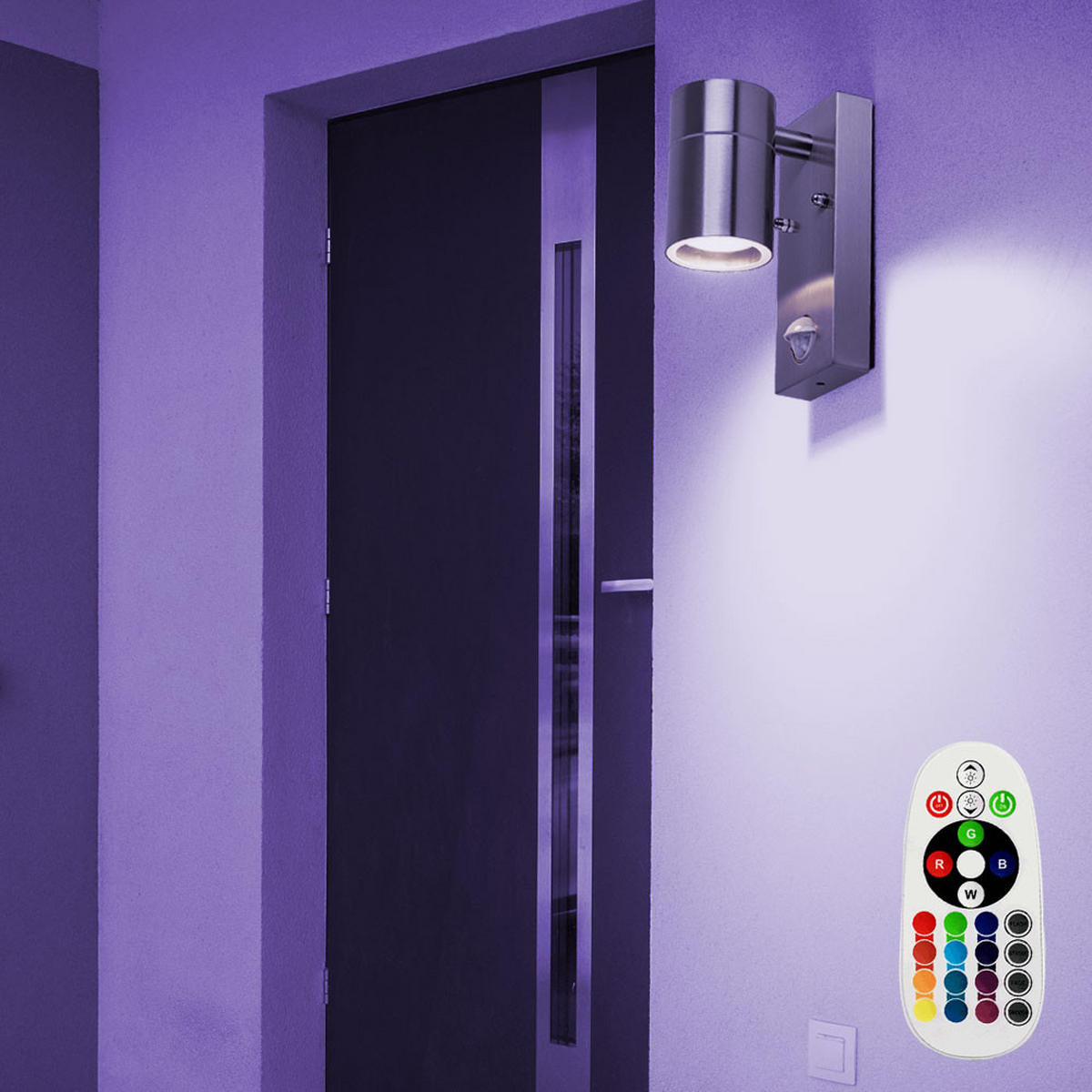 LED AUSSEN-WANDLEUCHTE Silber mit Bewegungsmelder - Silberfarben, Glas (6.7/16.3/11cm)