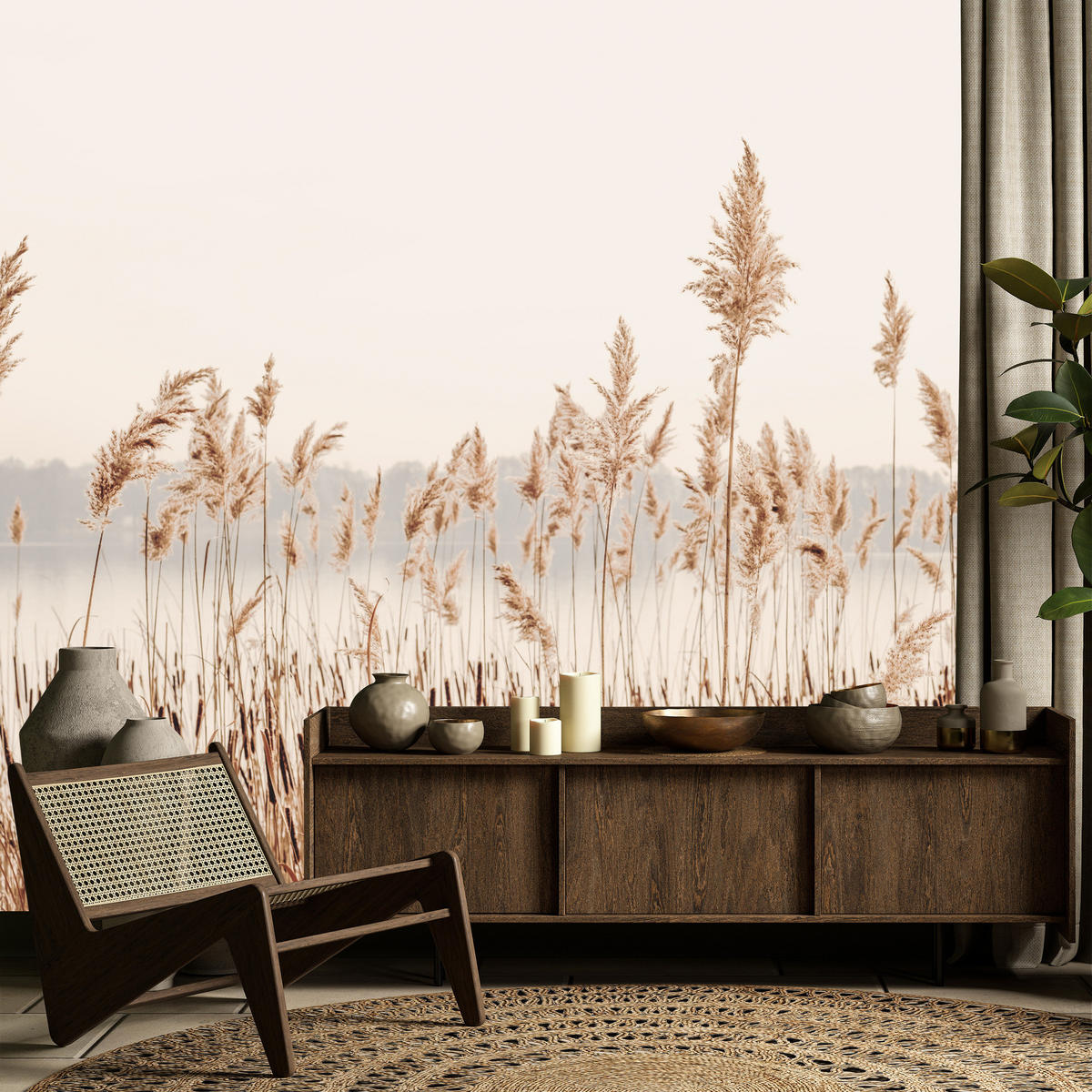 FOTOTAPETE für Wohnzimmer Pflanzen Natur 150x105 - Beige/Braun, Papier (150/105cm) - Muralo