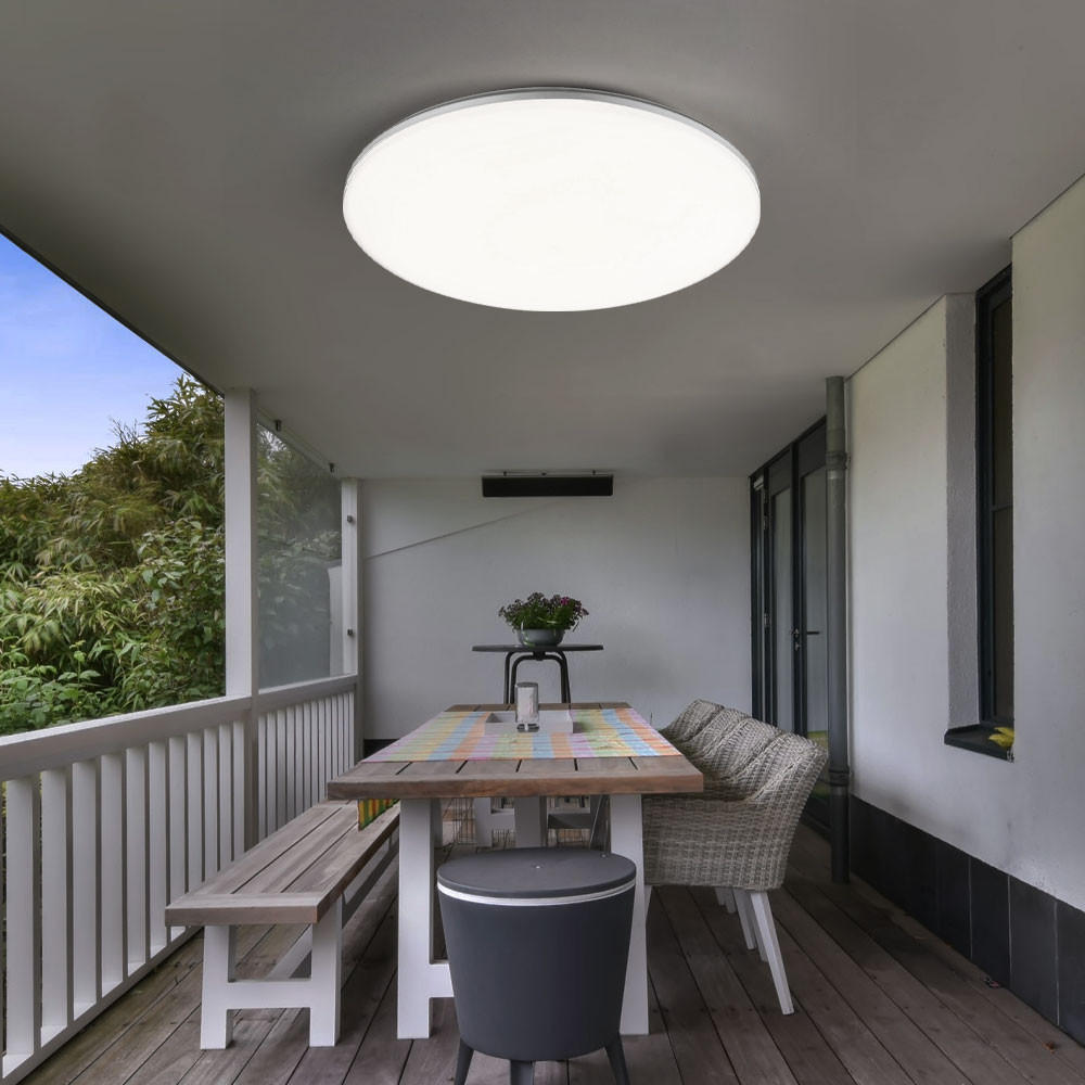 LED DECKENLEUCHTE DORI Weiß Silber - Weiß, Kunststoff (33/33/5.6cm) - Globo Lighting