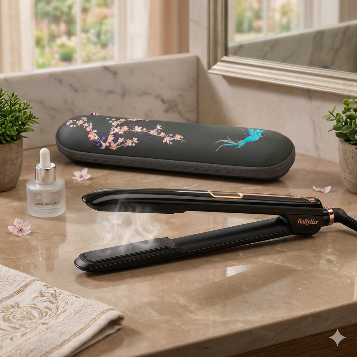 HAARGLÄTTER 9000U, Glätteisen, Keramik, Haarglätter, Stylinggerät, Temperaturregelung, Schnelles Aufheizen, Glätten, Friseur, Damen, Haarstyling - Schwarz, Kunststoff (18/12/19cm) - BaByliss