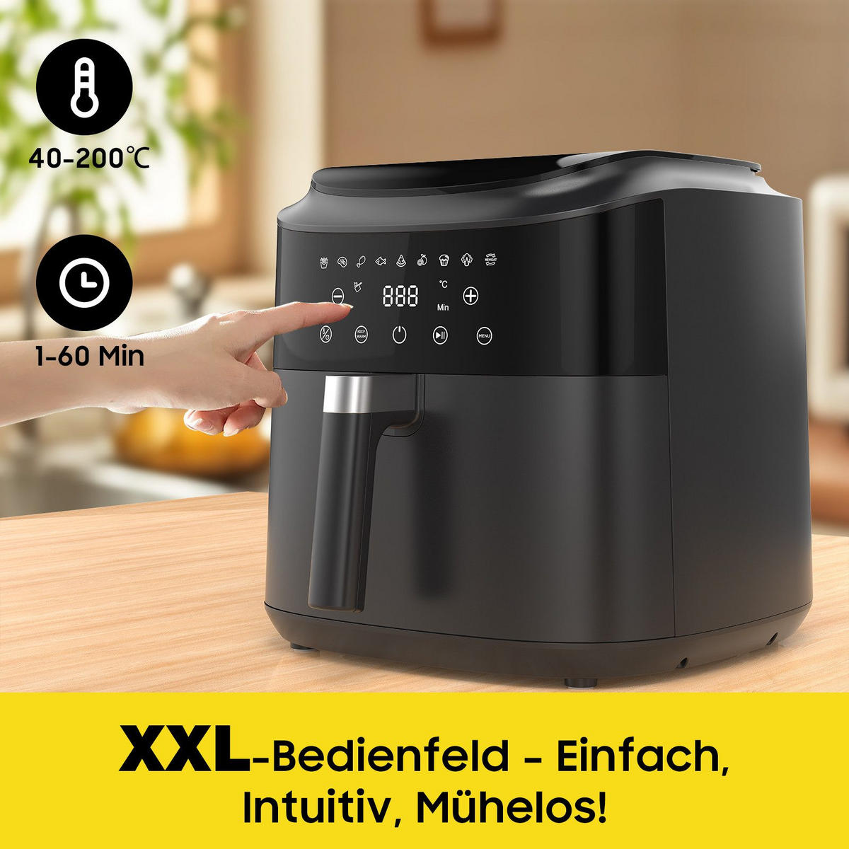 HEISSLUFTFRITTEUSE 9L - Schwarz, Metall (31/32/31cm) - Aimax