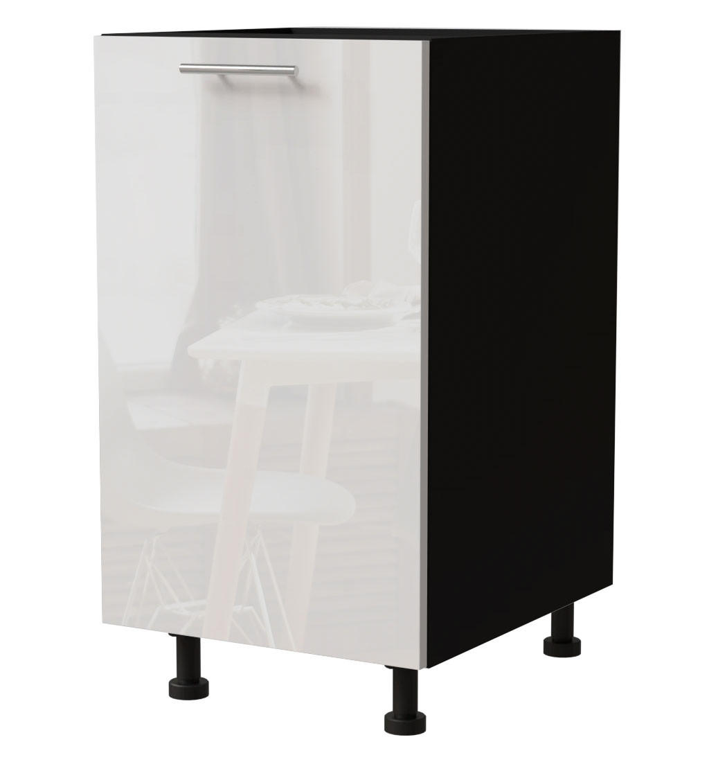 KÜCHENUNTERSCHRANK Essen D1D/45 Weiß Hochglanz / Schwarz Matt 45 / 50 / 82cm - Weiß Hochglanz/Schwarz, Holz/Holzwerkstoff (45/82/50cm) - Feldmann-Wohnen