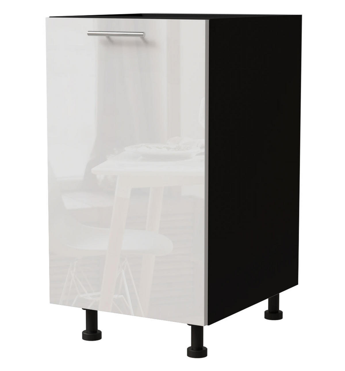 KÜCHENUNTERSCHRANK Essen D1D/45 Weiß Hochglanz / Schwarz Matt 45 / 50 / 82cm - Weiß Hochglanz/Schwarz, Holz/Holzwerkstoff (45/82/50cm) - Feldmann-Wohnen