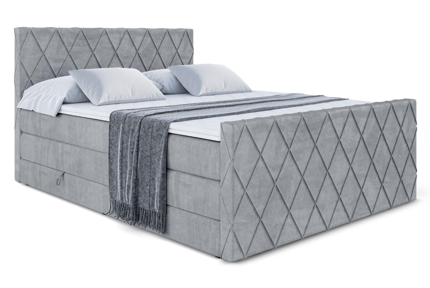 BOXSPRINGBETT LEPARO-Z KING - 140 x 200 - H3/H4 - Grau - Grau, Holzwerkstoff (140/200cm) - ALTDECOR